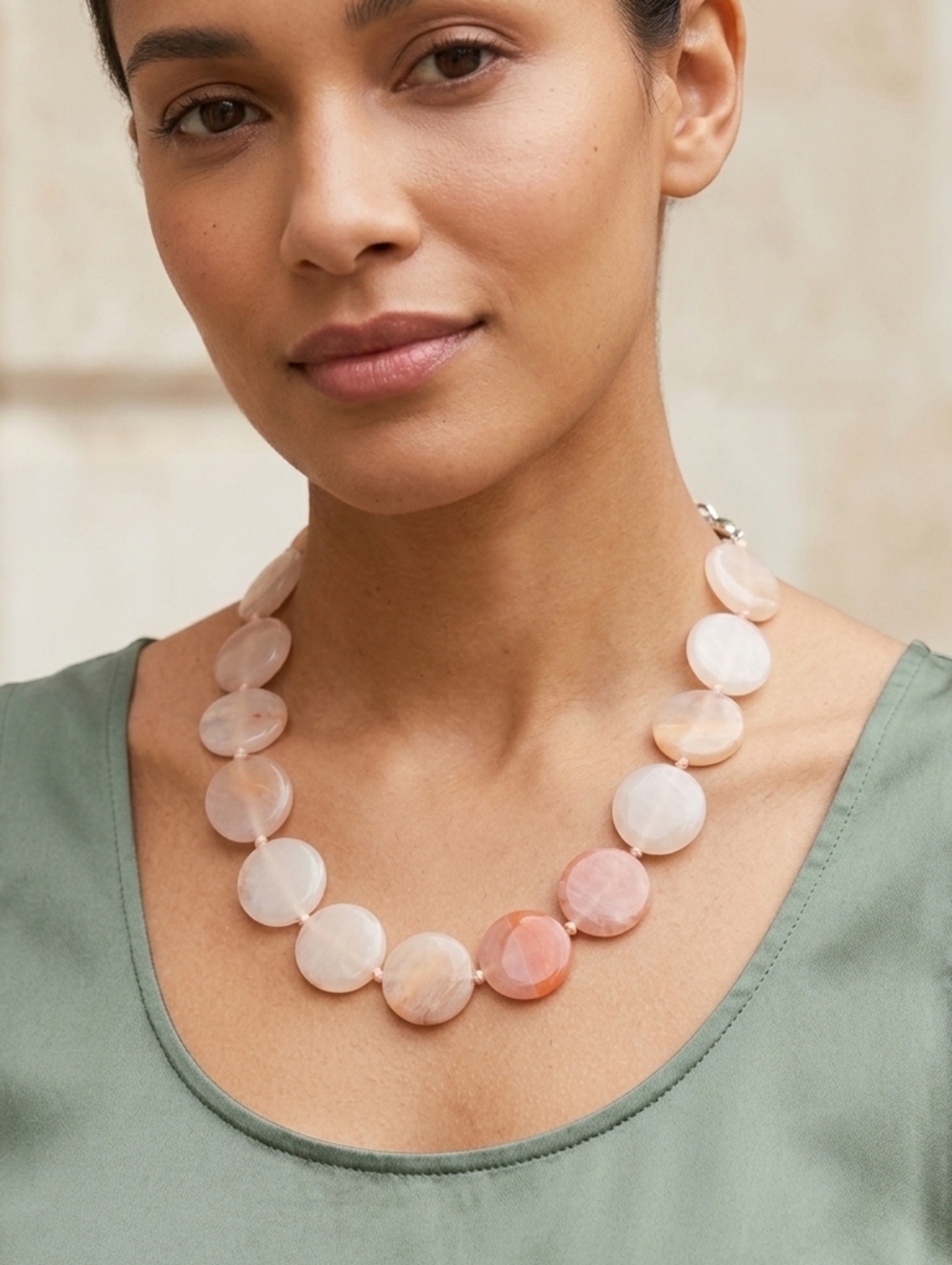 Peach Quartz Necklace size 18"